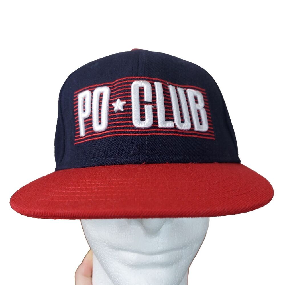 Po*Club Routine Baseball Cap Hat Red Blue Size 7 5/8 Fitted Men's Embroidered